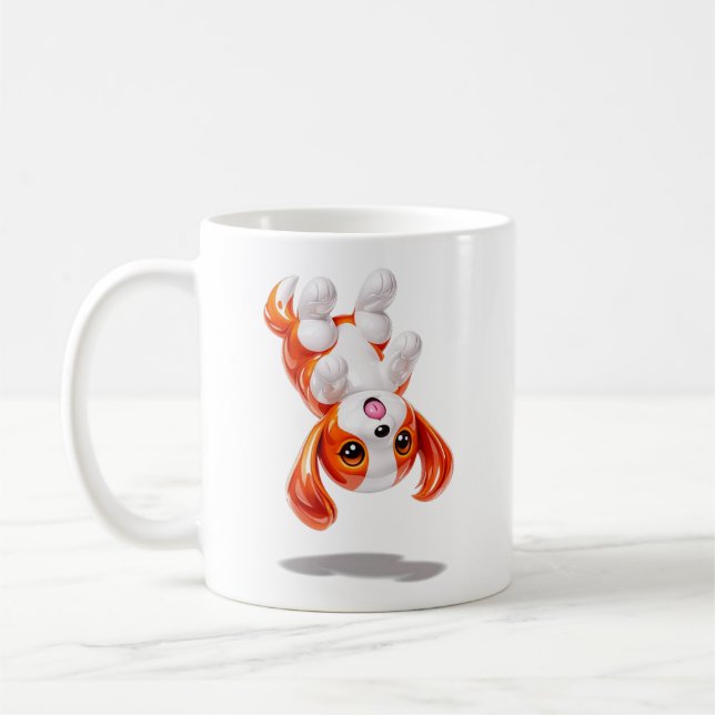 Mug Joli chiot lévitant la tête à l'envers (Gauche)