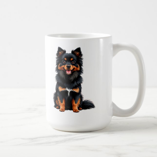 Mug Joli chiot Pomeranian noir et feu (Droite)