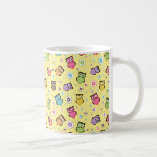 Mug Joli chouettes et fleurs à la mode motif