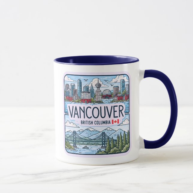 Mug Joli Ciel de Vancouver BC Canada Couleurs Pastel  (Droite)