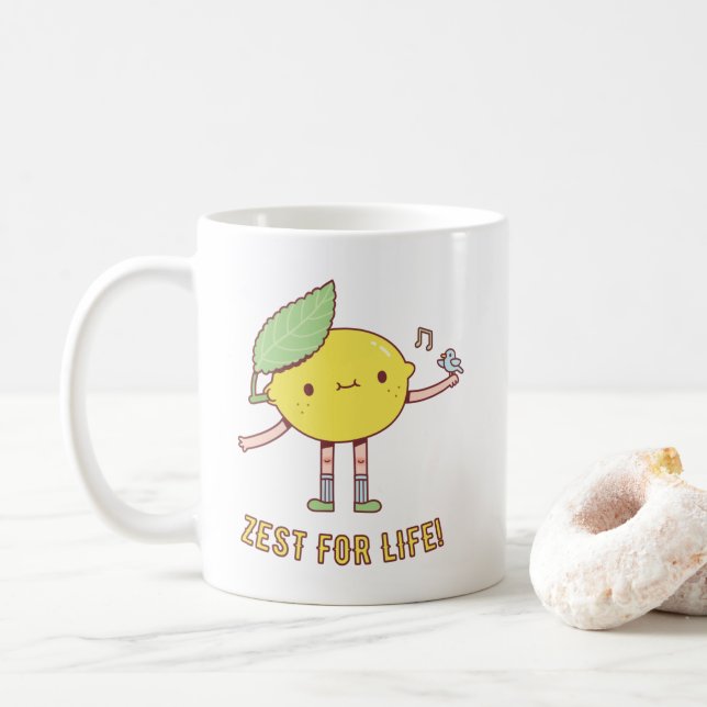 Mug Joli citron et oiseau Zeste pour la vie (Avec donut)