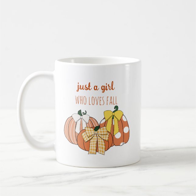 Mug Joli Citrouille et Rubans Juste Une Fille Qui Aime (Gauche)