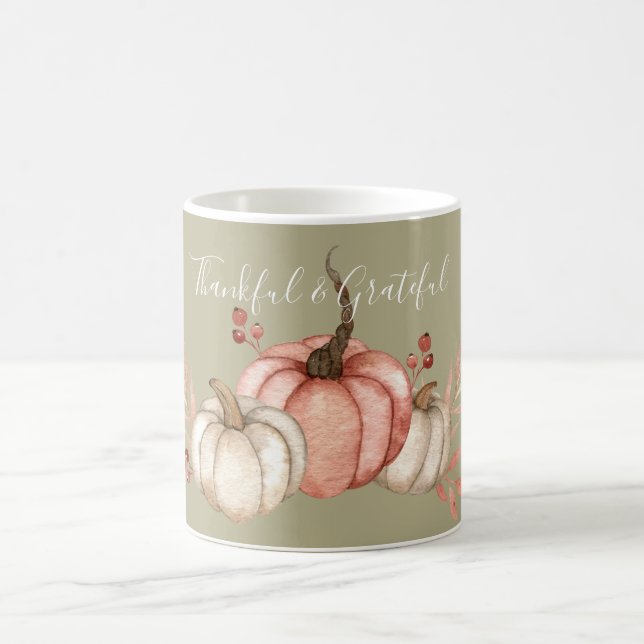 Mug Joli Citrouilles d'aquarelle sur Sage (Centre)