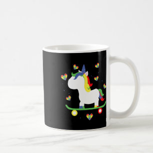 Mug Joli cœur magique de licorne autiste en skateboard