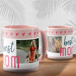 Mug Joli cœur rose Meilleure maman 2 Photos Fête des m