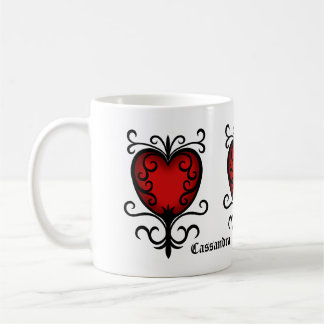 Mug Joli coeur rouge gothique ajoutez votre nom