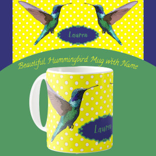 Mug Joli colibri aux Pois jaunes