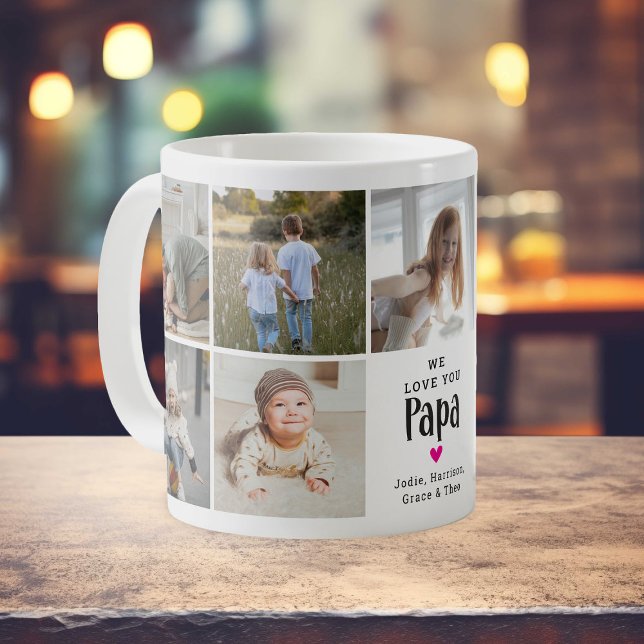 Mug Joli Collage Photo 'Nous T'aimons Papa' (Créateur téléchargé)