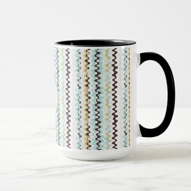Mug Joli coloré turquoise abstrait monogramme motif (Droite)