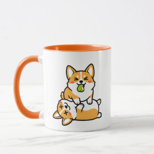 Mug Joli Corgi avec Poire sur Corgi Fatigué Art de Chi