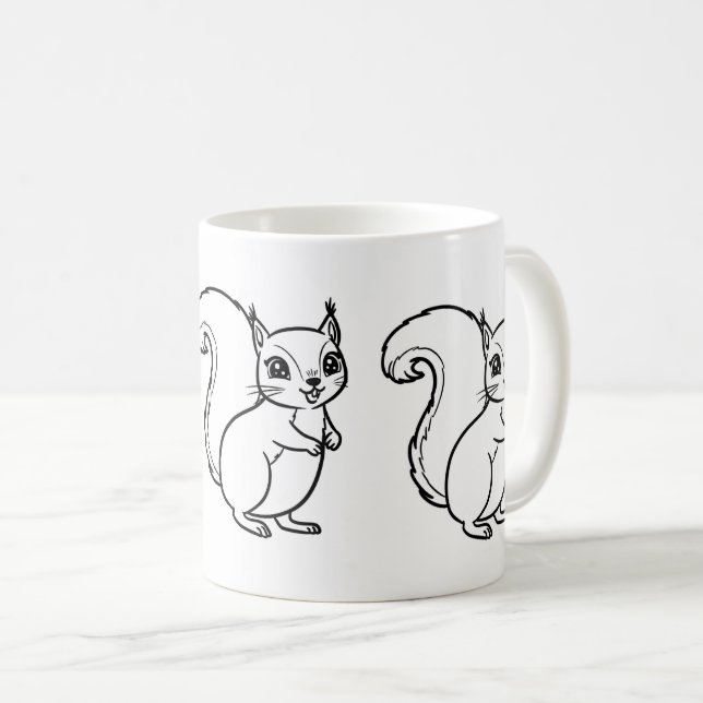 Mug Joli Couple Écureuil Ligne Art Minimaliste Café Mu (Devant droit)