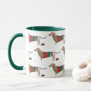 Mug Joli dachshund aquarelle en jumper de noël