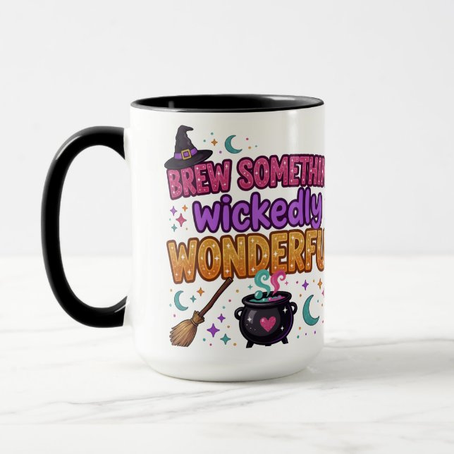 Mug Joli design Halloween avec paillettes (Gauche)