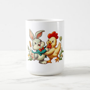 Mug Joli dessin animé vintage Poule & Lapin