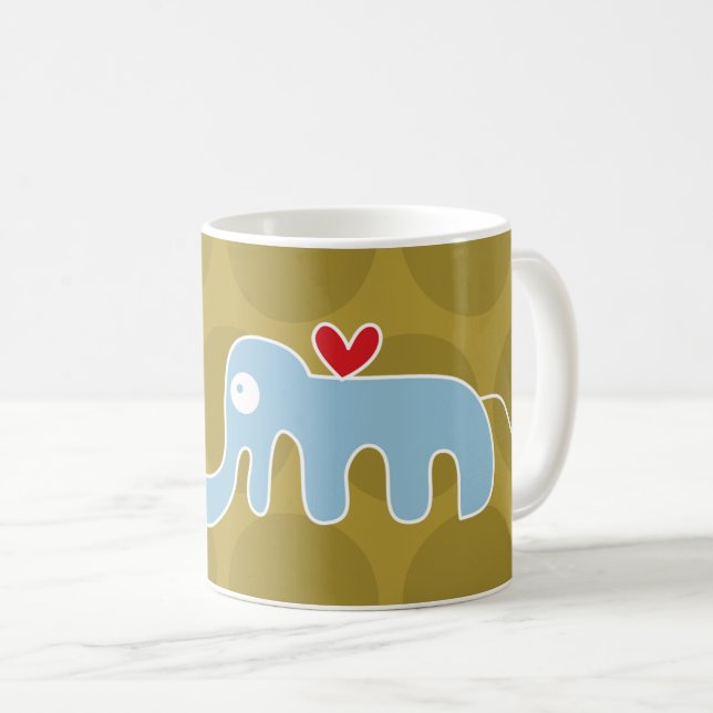Mug Joli dessin bleu Eléphant & Dots amusants Enfants (Devant droit)