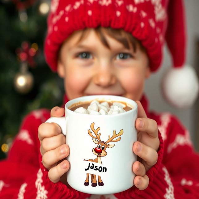 Mug Joli dessin de rennes personnalisés Noël (Créateur téléchargé)