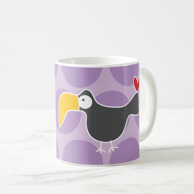 Mug Joli dessin noir Toucan Bird Dots amusants pour en (Devant droit)