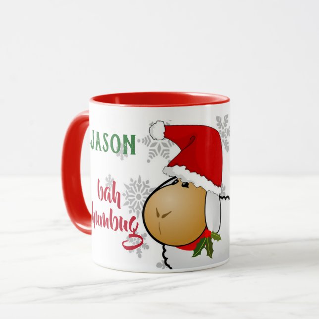 Mug Joli dessin Père Noël Sheep Bah Humbug Christmas M (Devant gauche)