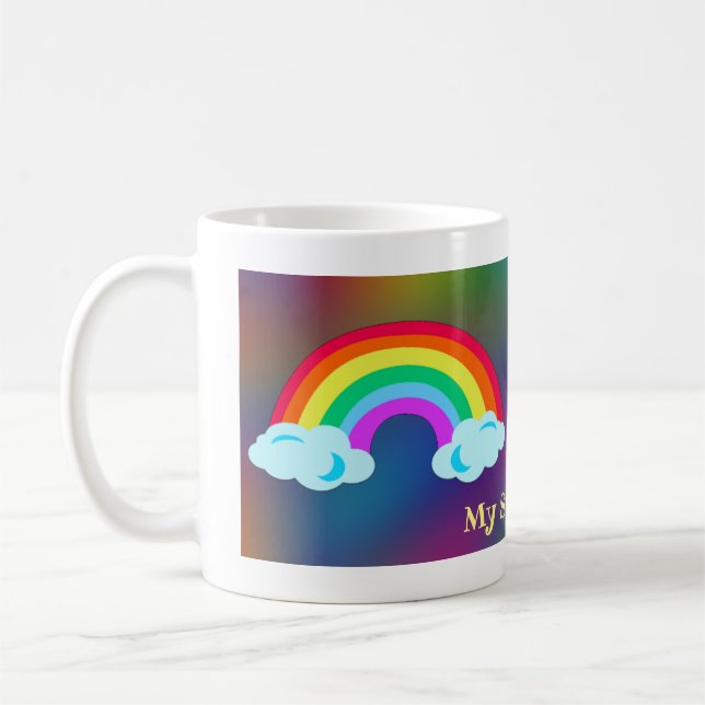 Mug Joli dessin personnalisé dessin animé Rainbow Fun  (Gauche)