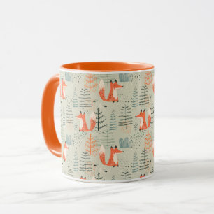 Mug Joli Doodle Fox Forest Motif de bois