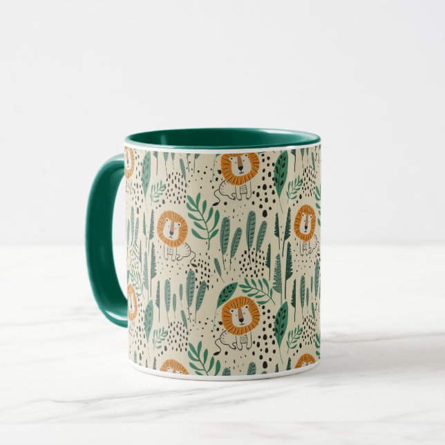 Mug Joli Doodle Lion Jungle Rainforest Motif (Devant gauche)