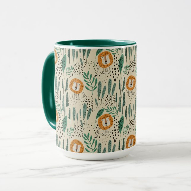 Mug Joli Doodle Lion Jungle Rainforest Motif (Devant gauche)