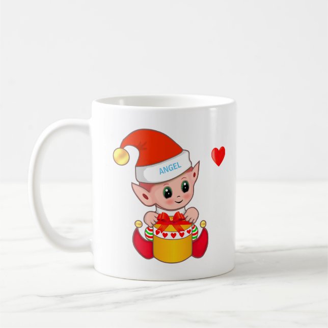 Mug Joli elfe et coeur de Noël (Gauche)