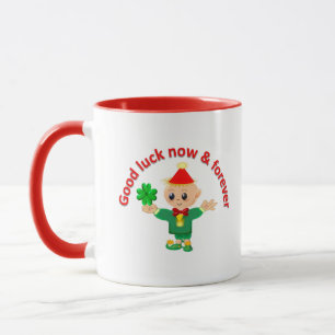 Mug Joli elfe vert tenant un trèfle