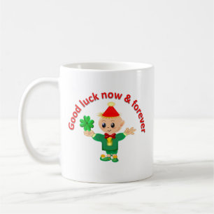 Mug Joli elfe vert tenant un trèfle à trois feuilles