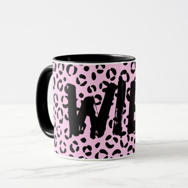 Mug Joli en rose impression animale (personnalisé) (Devant gauche)