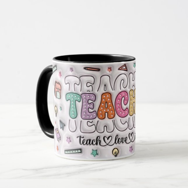 Mug Joli Enseignant Adorable 3D Conception de look gon (Devant gauche)