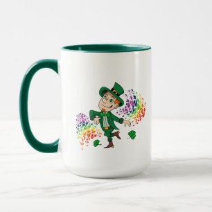 Mug Joli et souriant dancing leprechaun, un arc-en-cie