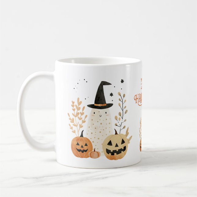 Mug Joli Fantôme avec Jack—o-Lanterns Halloween (Gauche)