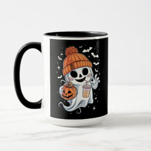 Mug Joli Fantôme Buvant du Café Halloween Café Glacé