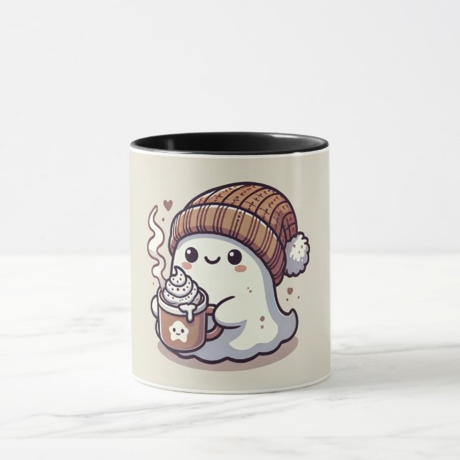 Mug Joli fantôme d'Halloween avec bonnet d'automne et  (Centre)