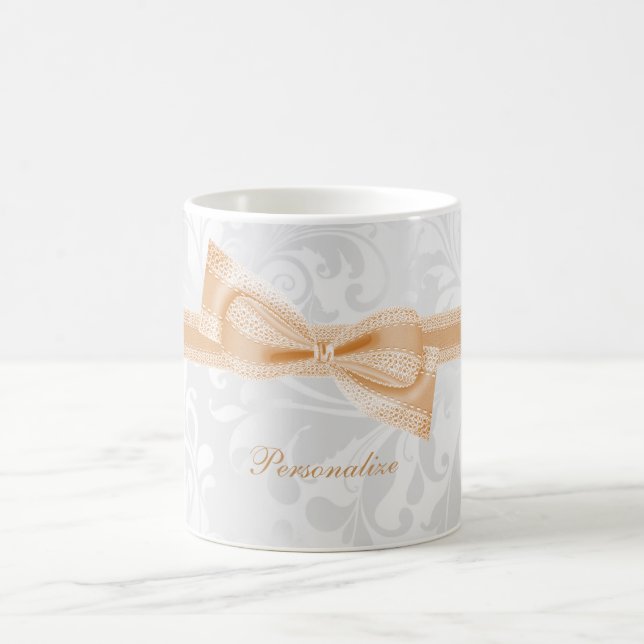 Mug Joli faux nœud et ruban et damas pêche (Centre)