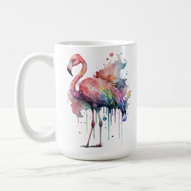MUG JOLI FLAMANT ROSE COLORÉ D'EAU (Gauche)