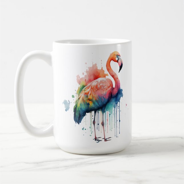 MUG JOLI FLAMANT ROSE COLORÉ D'EAU (Gauche)