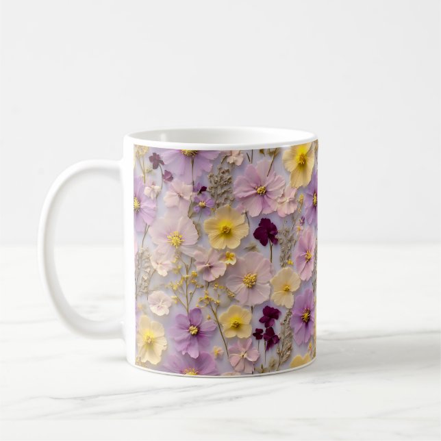 Mug Joli Fleur sauvage Whimsical En Rose Et Jaune (Gauche)