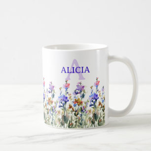 Mug Joli Fleurs sauvages aquarelle   Votre nom  
