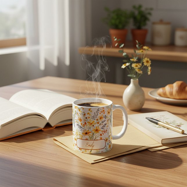 Mug Joli fleurs sauvages de printemps jaune personnali (Créateur téléchargé)