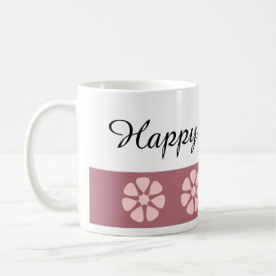 Mug Joli Floral Rose Joyeux Anniversaire