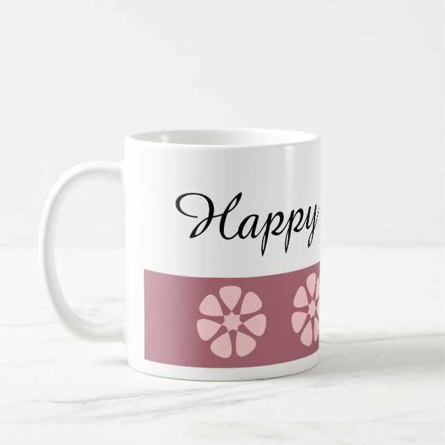 Mug Joli Floral Rose Joyeux Anniversaire (Gauche)
