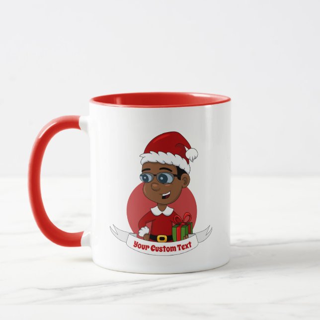 Mug Joli garçon de Noël afro-américain avec lunettes (Gauche)