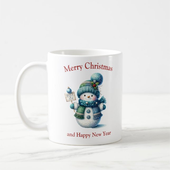 Mug Joli gnome de Noël avec foulard bleu et casquette (Gauche)