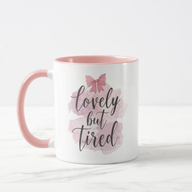 Mug Joli Graphique de Ruban Rose Féminin (Gauche)