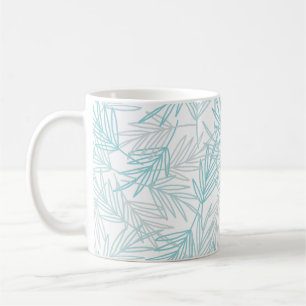 Mug Joli Gris Et Bleu Feuillus