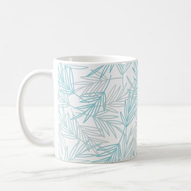 Mug Joli Gris Et Bleu Feuillus (Gauche)
