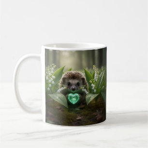 Mug Joli hérisson de mai avec cœur d'émeraude