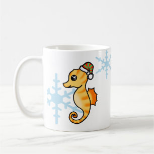 Mug Joli hippocampe flocon de neige d'hiver de vacance